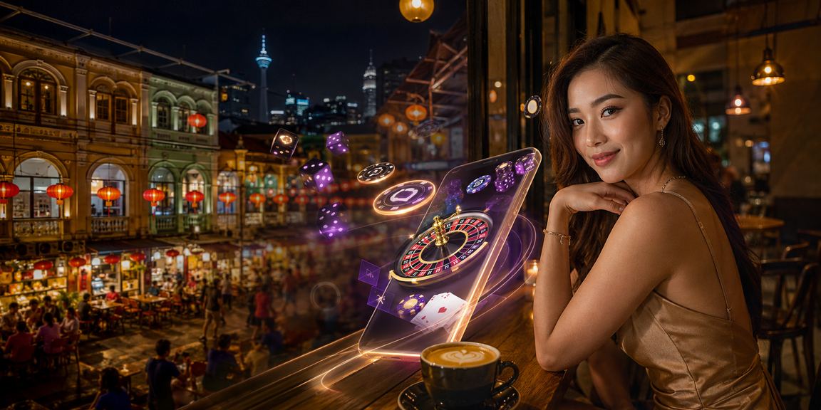 Pengguna Malaysia log masuk ke aplikasi kasino 7723 di Kuala Lumpur